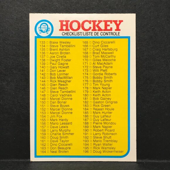 O PEE CHEE Other - 1982-83 OPC O PEE CHEE HOCKEY #261 CHECKLIST UNMARKED